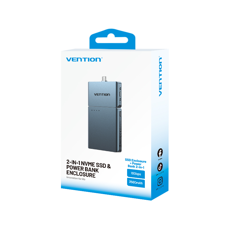 Vention MA Portable Plug & Play Cable-Free NVME Enclosure + 3500mAh PB TZ-KPXH0