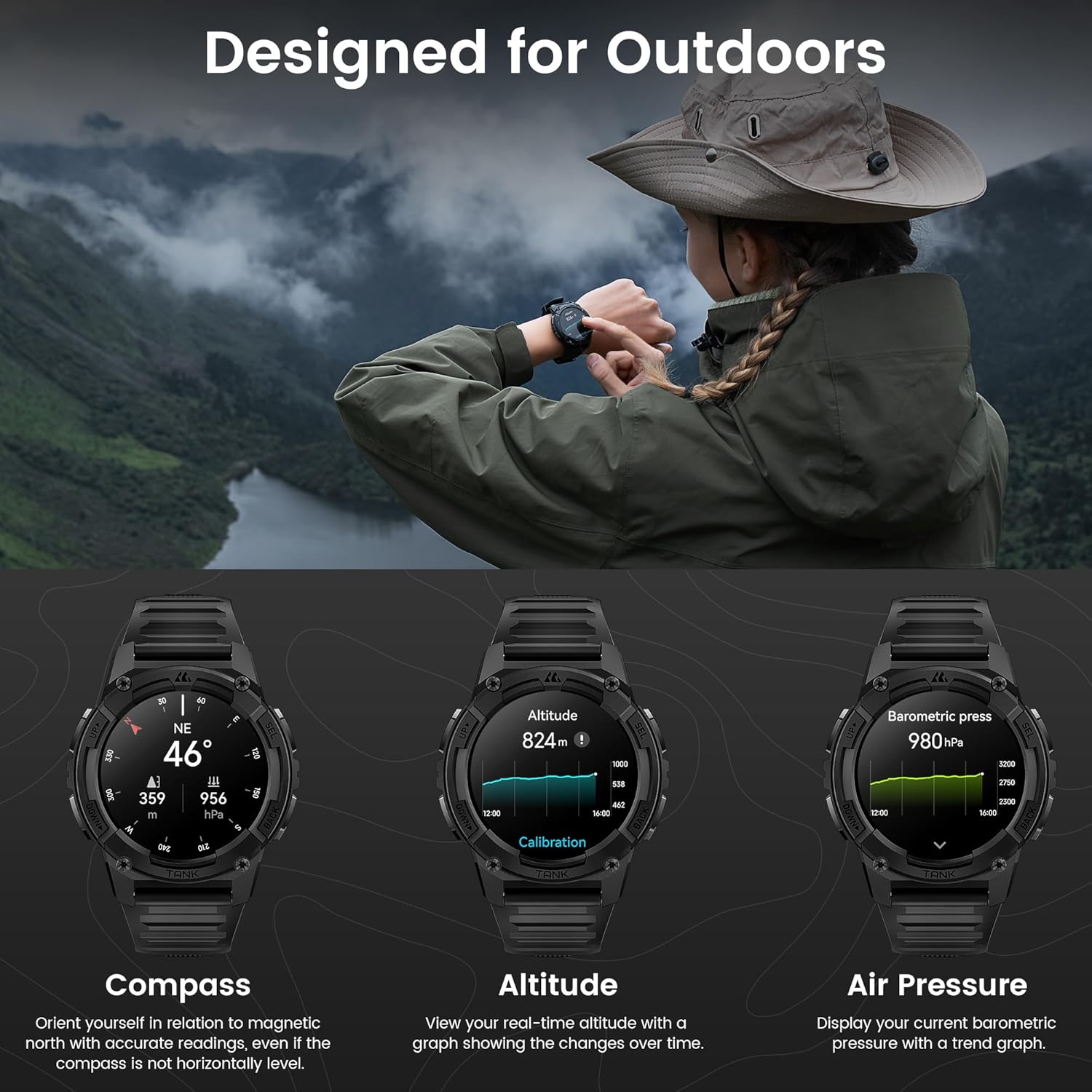 Kospet TANK S2 Rugged Smartwatch GPS Silicone Black