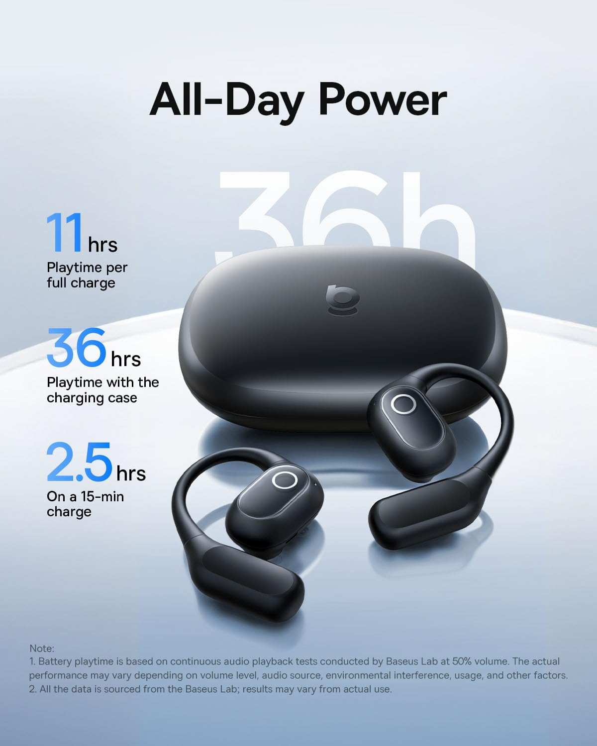 Baseus Headphones Open Ear Sports Earphones IPX5 ELI2i FIT Black