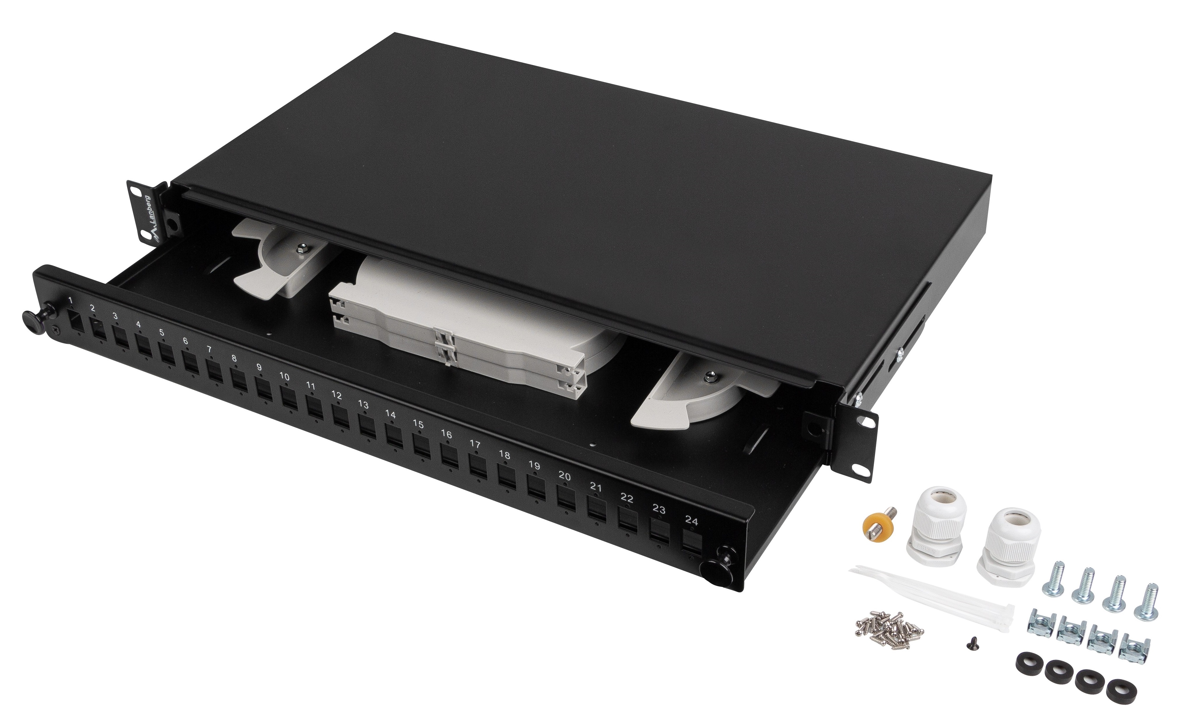 Lanberg Fiber Optic ODF for 24xSC Simplex or 24xLC Duplex Adapters R/M Metal Black