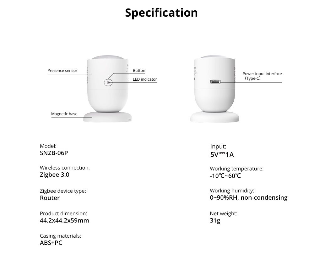 Sonoff ZigBee Human Presence Sensor SNZB-06P
