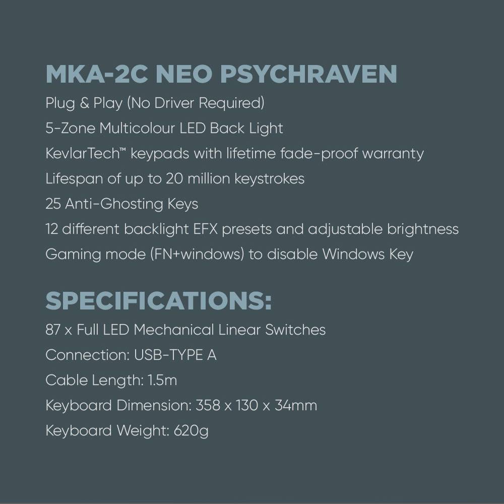 Armaggeddon MKA-2C Neo White Mechanical Gaming Keyboard 87 Brown Keys