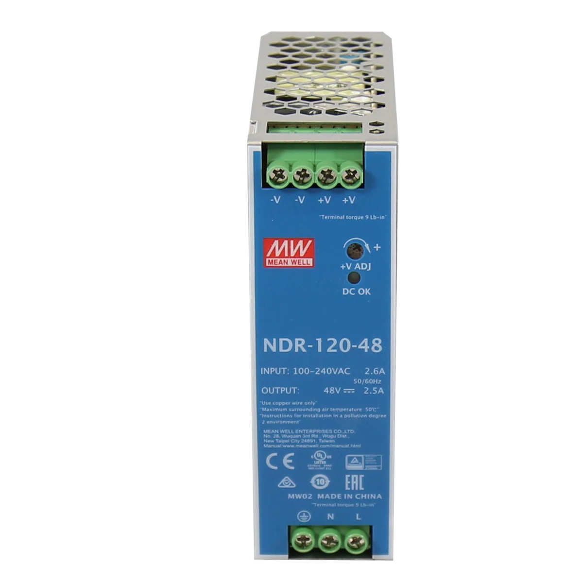 Meanwell NDR-120-48 Industrial DIN Rail PSU 48V 120W