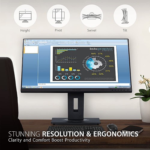 ViewSonic VG2448A-2 Ergonomic 24' 'Monitor Full-HD IPS Panel