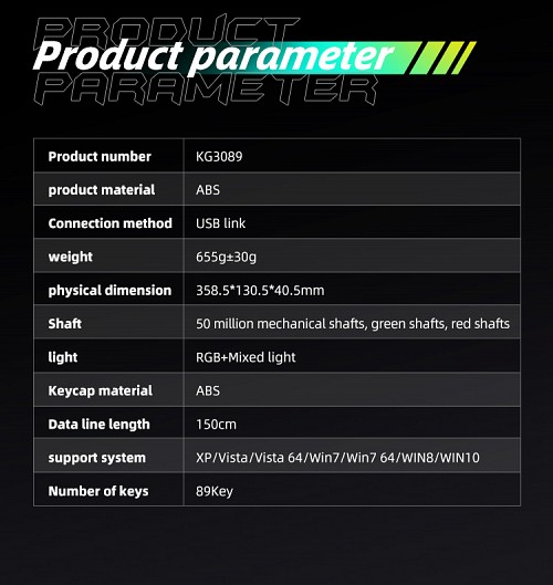 Thunderobot KG3089R Gaming Mechanical Keyboard Red Switch