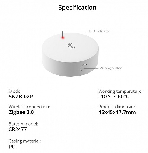 SONOFF Zigbee Smart Temperature Humidity Sensor SNZB-02P