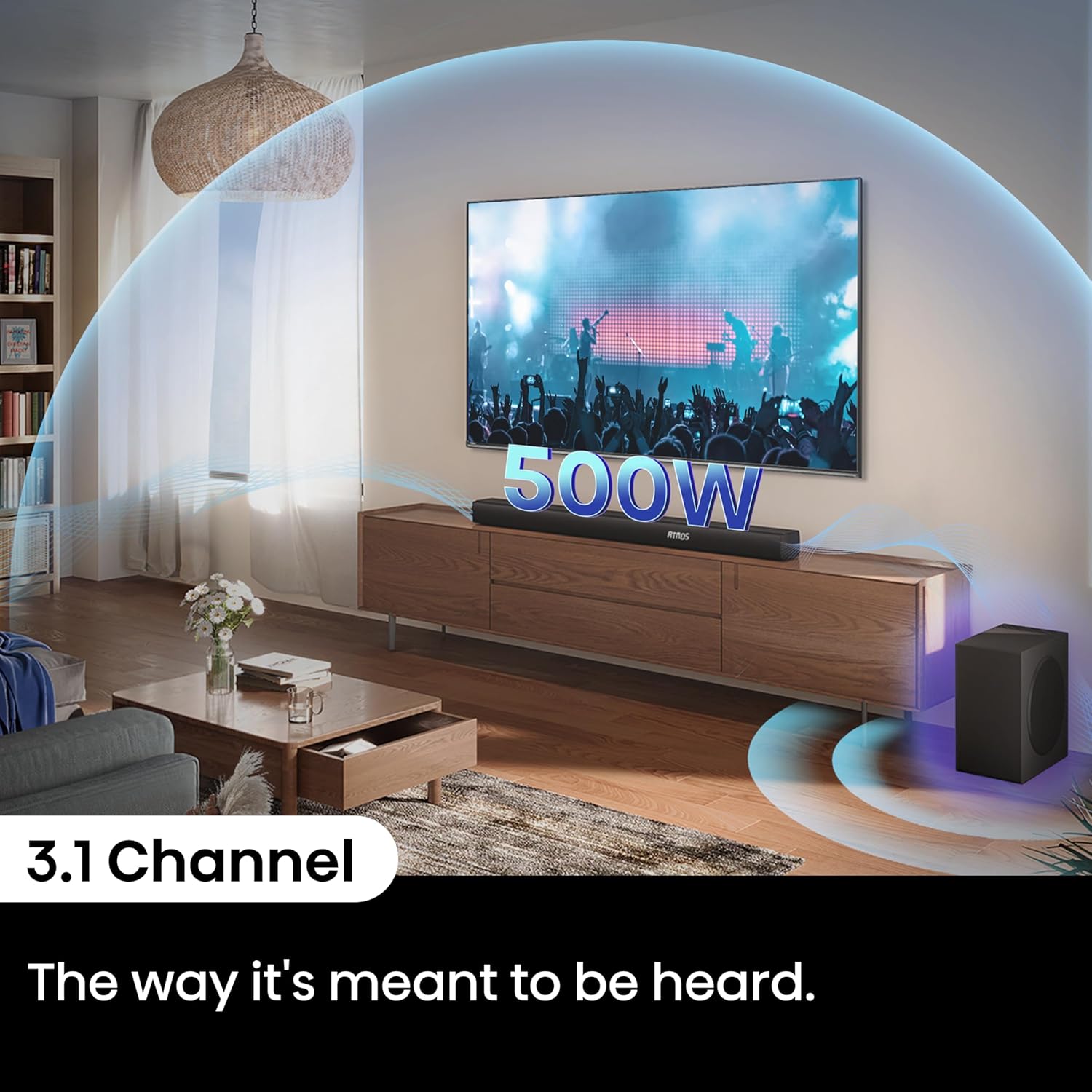 Hisense SoundbarAX3100Q ,3.1Ch, 500W with Wireless Subwoofer, Dolby Atmos