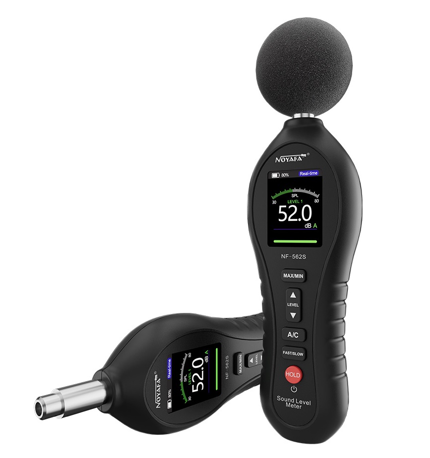 Noyafa Sound Level Meter with Dual A/C Weighting, Real-Time Alarm & Color LCD Display NF-562S