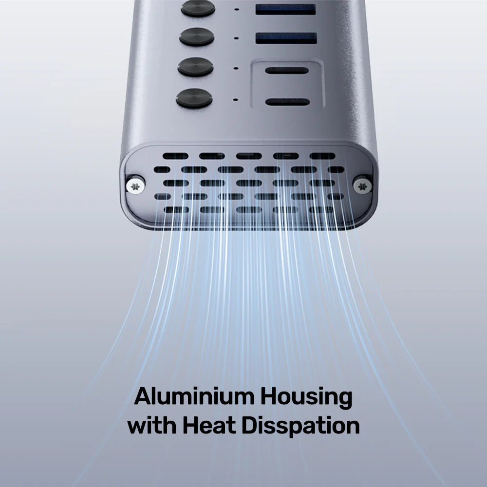 Unitek USB-C Hub 8xUSB-A Power Switch 2xUSB-C 12V3A H1315B