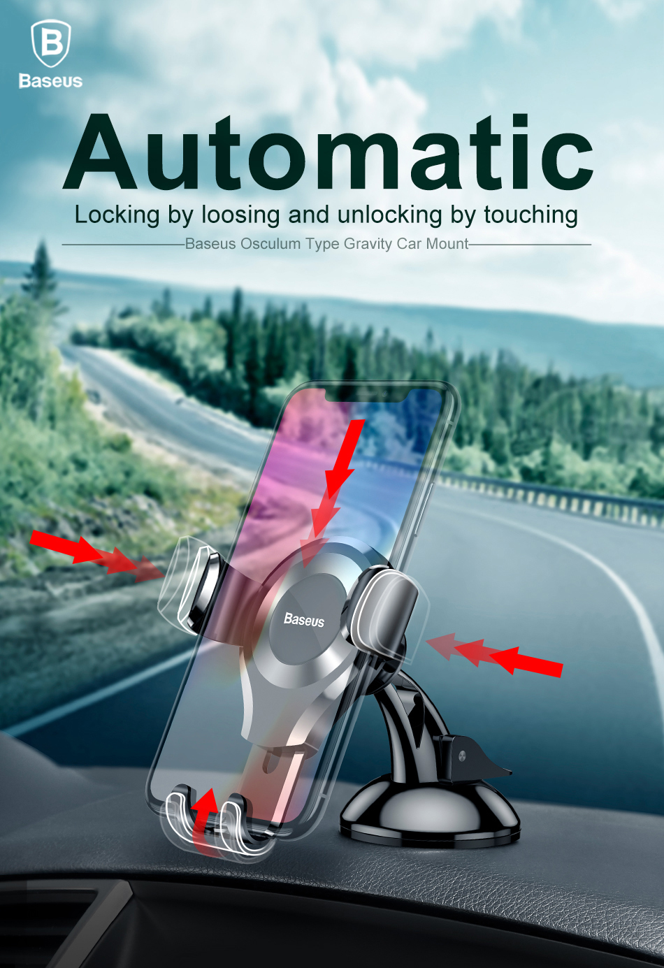 Baseus SUYL-XP0S Osculum Type Gravity Car Mount Black