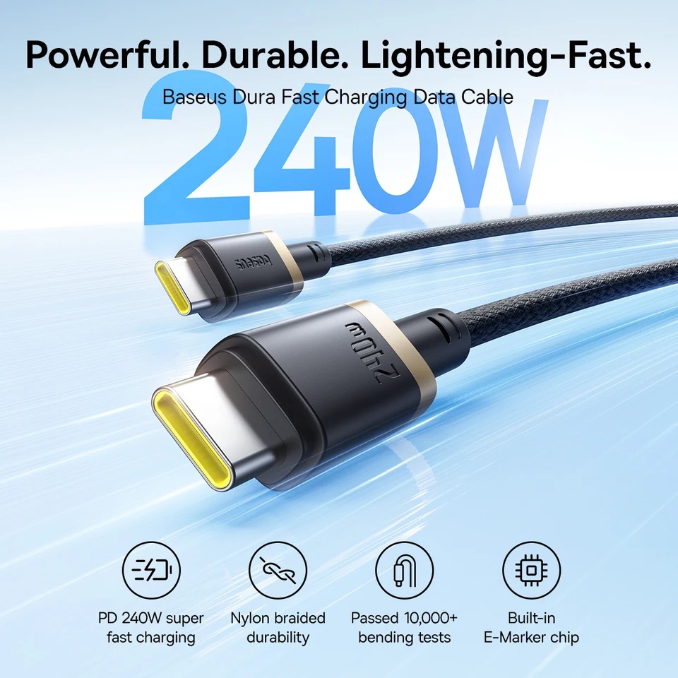 Baseus Cable USB-C to USB-C Dura Braided 1.0m 240W Black