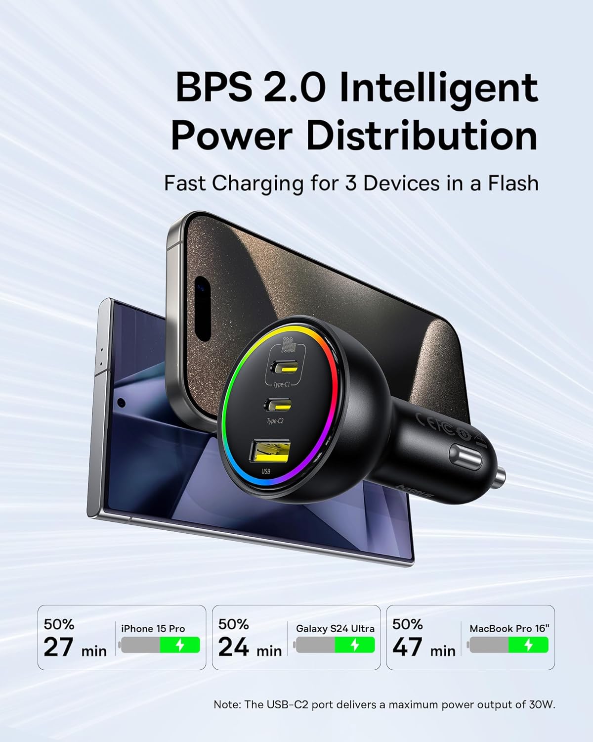 Baseus Car Charger 152.5W 2C + 1U incl 100W Cable