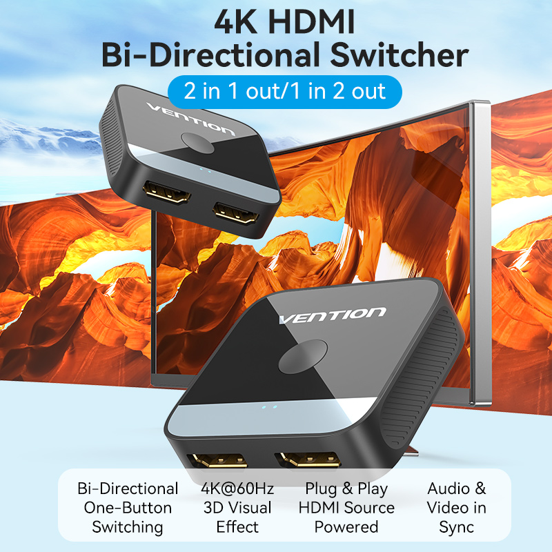 Vention HDMI Switch 2-Port 4K 2.0 Bi-Directional AKOB0