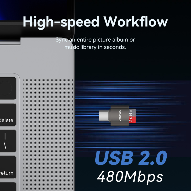 Vention CLMH0 Metal USB-C Card Reader for Micro SD Cards