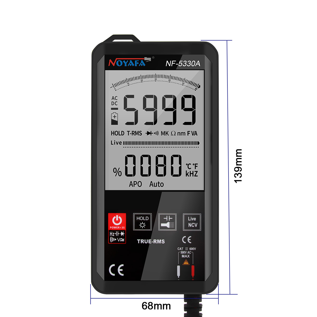 Noyafa Digital Multimeter for AC/DC Voltage, Current, Resistance and Continuity Testing NF-5330A