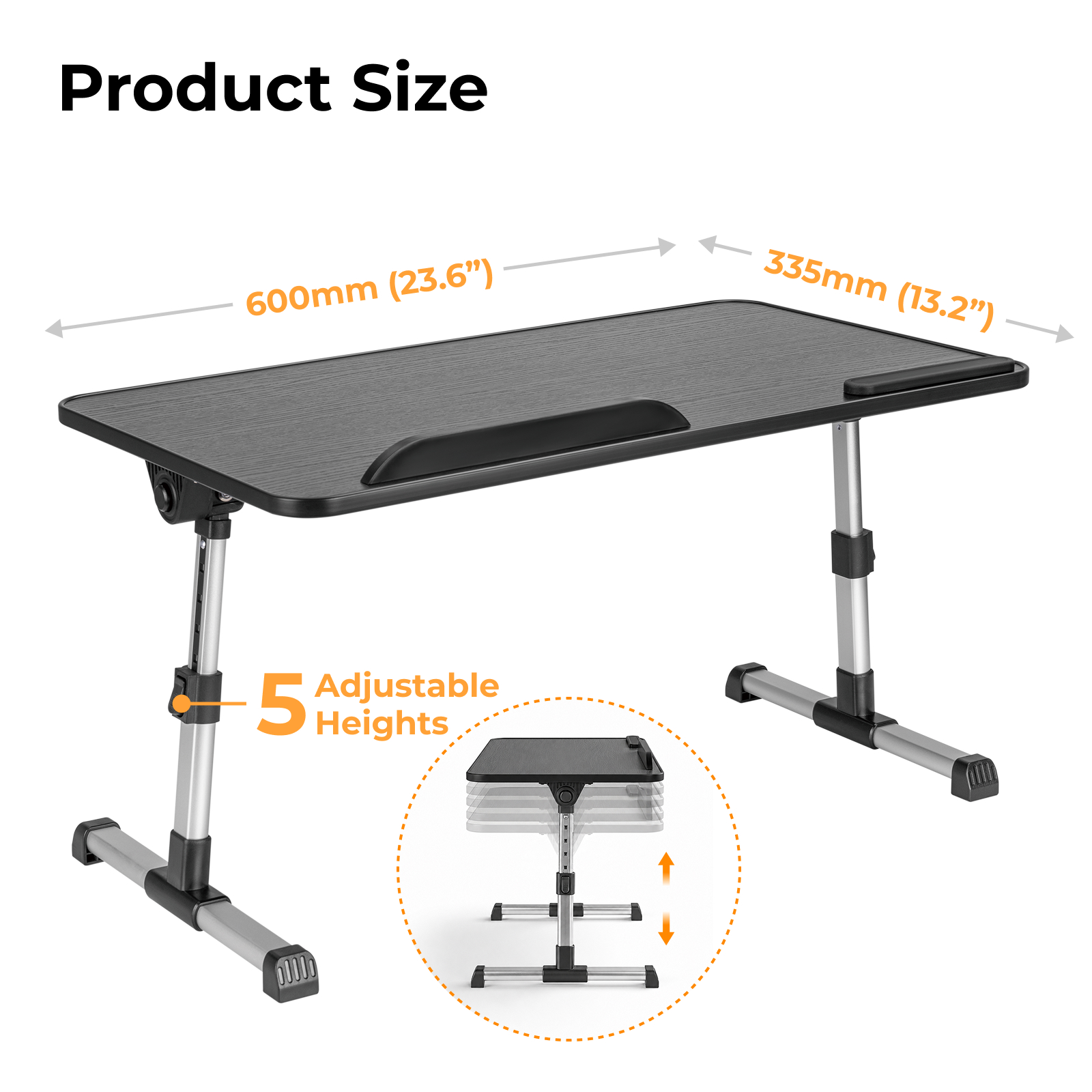Lumivida Computer Tray Desk Multi-Purpose Foldable Ergonomic 60x34cm LPD01-7 Black