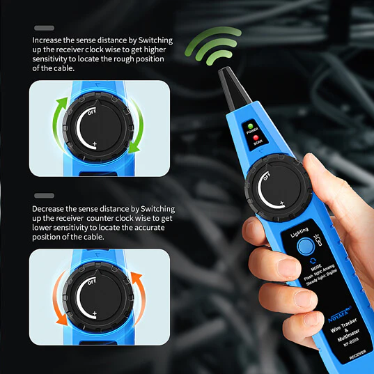 Noyafa Wire Tracker & Digital Multimeter with Cable Length Measurement, PoE Testing, NCV Detection, and LCD Display NF-B509