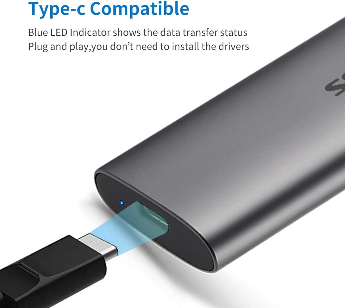 SSK 256GB Portable External SSD, Up to 550MB/s