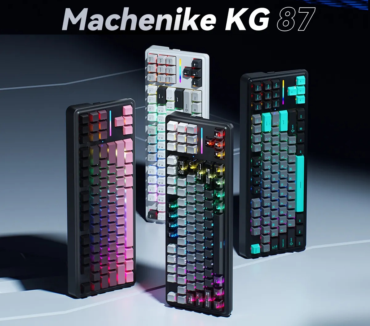 Machenike Wired Gaming Keyboard KG87,Gasket Design, Fully Hot-swappable Switches, Mechanical Silver Linear Switches