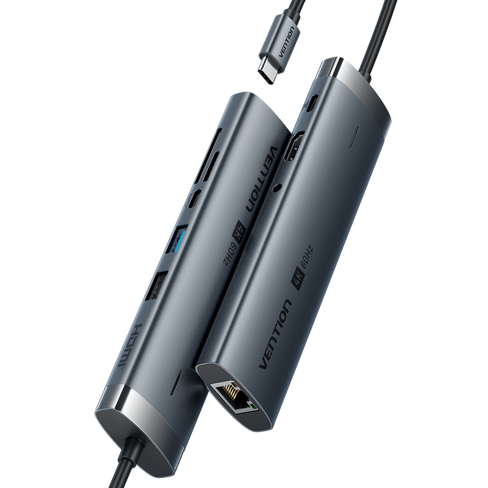 Vention HUB USB-C 1xUSB-C 3.2/USBA3.0/USBA2.0/HDMI 4K60Hz/RJ45/SD/3.5mm/PD TGVHB
