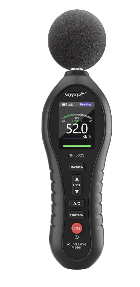 Noyafa Sound Level Meter with Dual A/C Weighting, Real-Time Alarm & Color LCD Display NF-562S