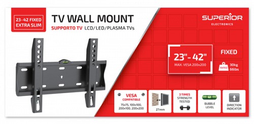 Superior TV Wall Support Fixed Slim 20x20 SUPSTV001