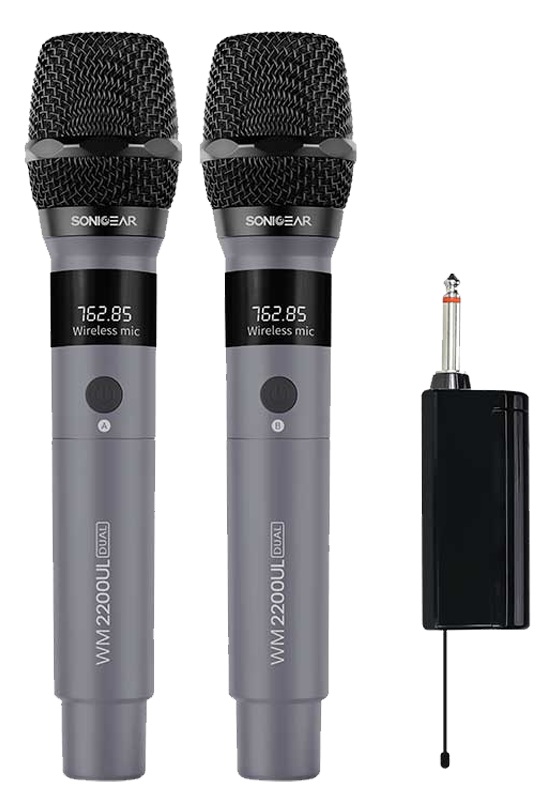 SonicGear WM2200UL DUAL Grigio 2 x Wireless 2.4GHz Rechargeable Microphone Handsets with LED Display