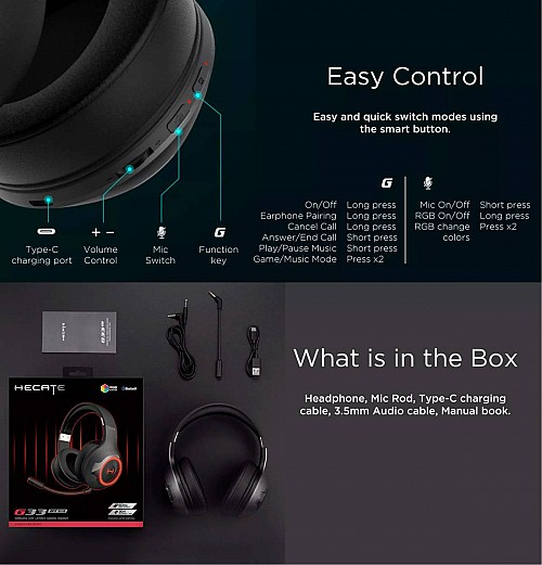 Edifier Hecate G33BT BT/3.5 RGB Gaming Headset Black