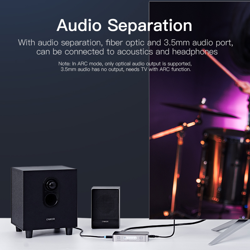 Vention HDMI Switch 3-Port 4K 1.4 with Audio Separation AFJH0