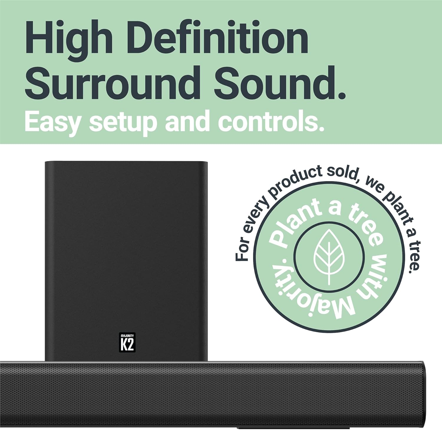 Majority K2 Soundbar 150W BT/USB/Optical/HDMI/Wls-Sub Black (UK)