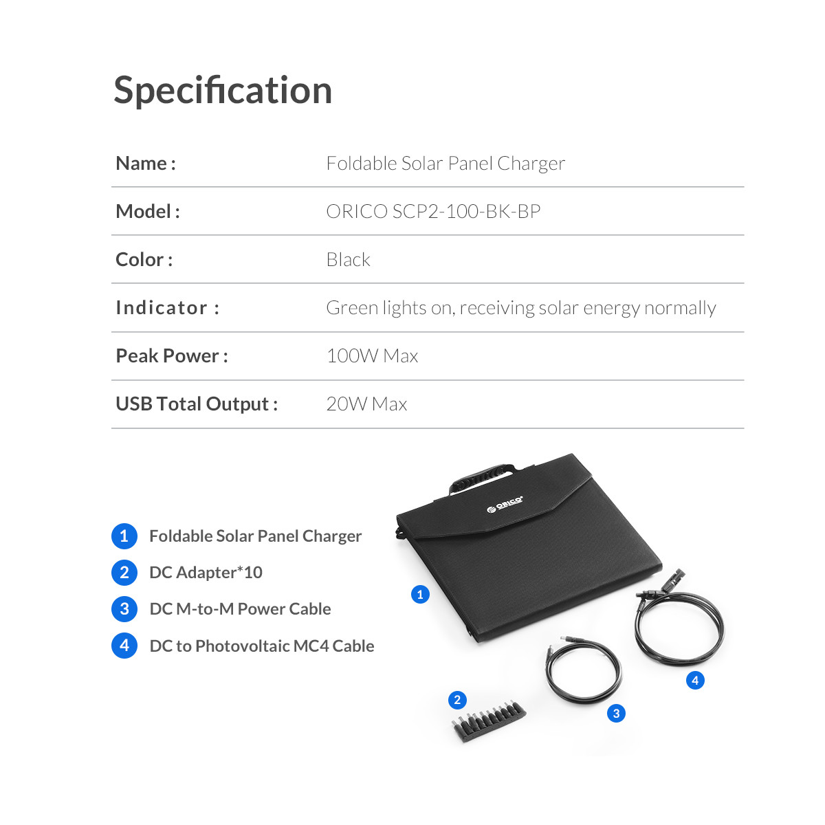 Orico Power Station Solar Panel Charger SCP2-100