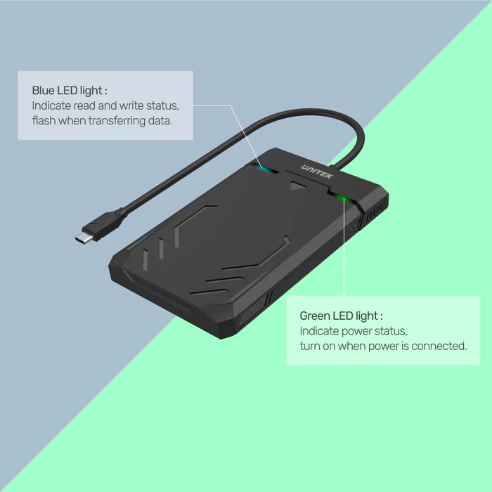 Unitek DiskGuard Raiden USB-C to SATA6G 2.5'' HDD/SSD Enclosure Y-3036A