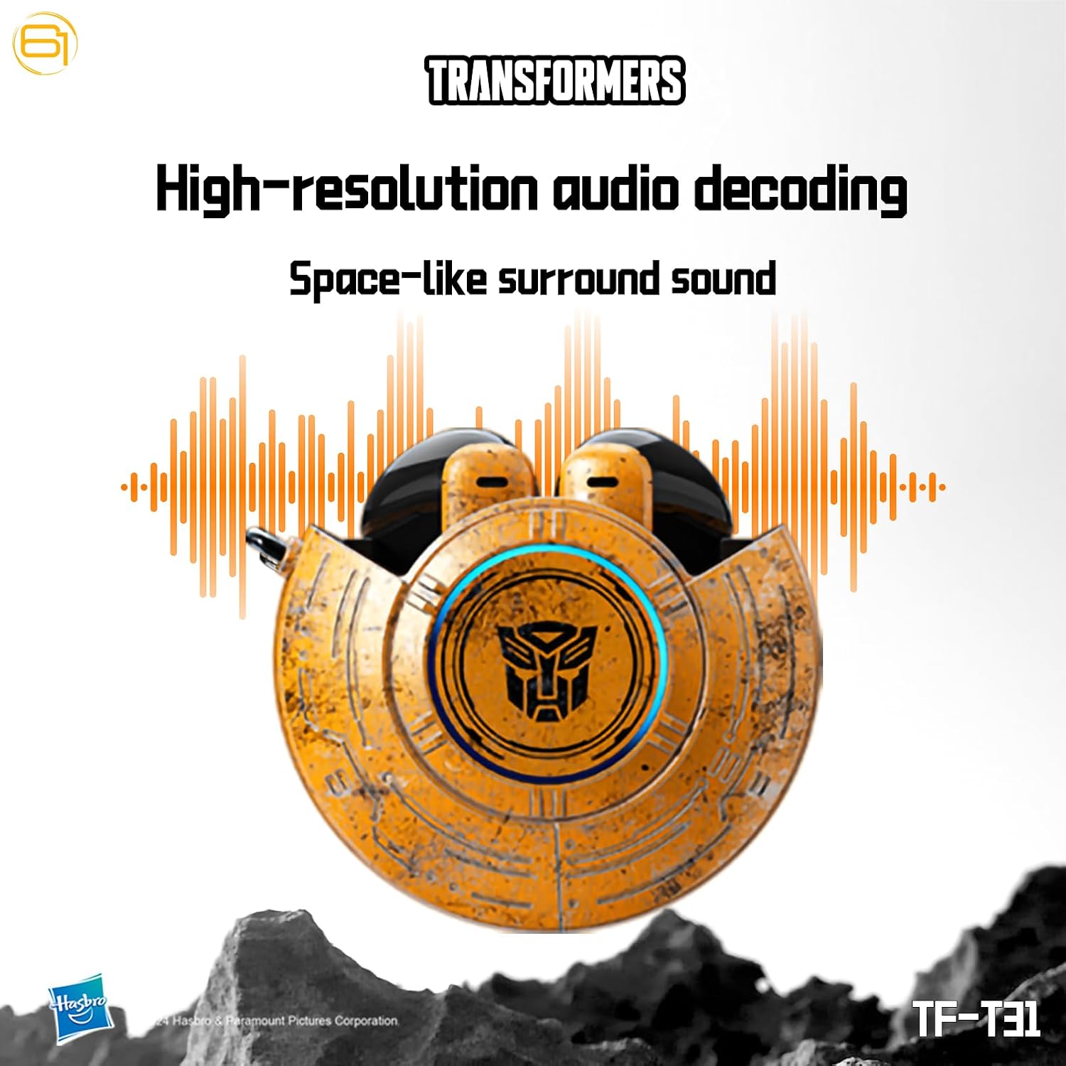 Transformers TWS Earphone, Low Latency, Game/Music Modes, TF-T31 Yellow