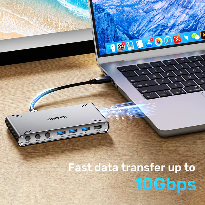 Unitek KVM HDMI Switch USB-C 10Gbps Split-Screen 5-Port Hub D1118A