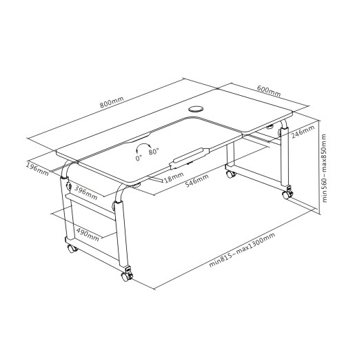 Lumivida Computer Tray Desk Mobile Height & Width Adjustable 60x80cm FWS10-1