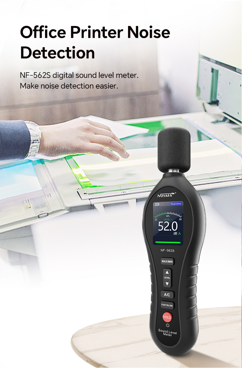 Noyafa Sound Level Meter with Dual A/C Weighting, Real-Time Alarm & Color LCD Display NF-562S