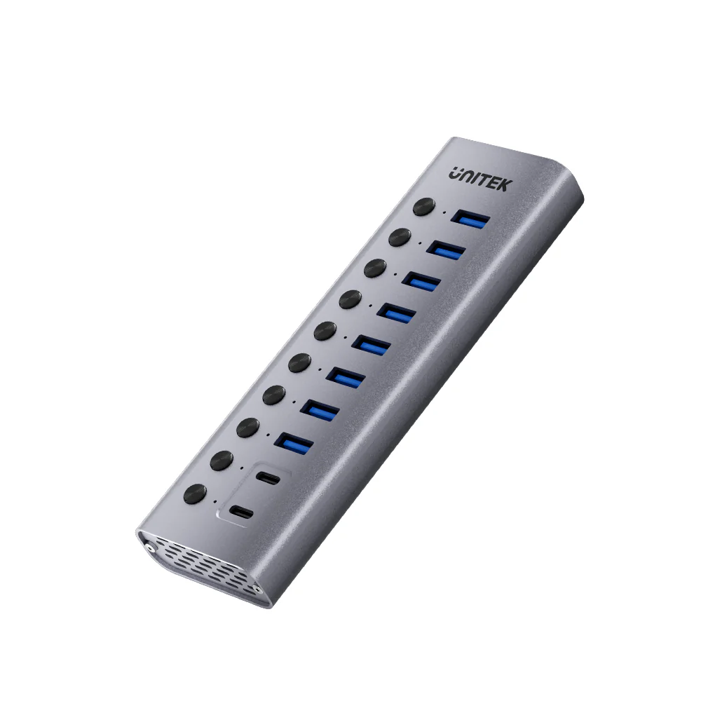 Unitek USB-C Hub 8xUSB-A Power Switch 2xUSB-C 12V3A H1315B