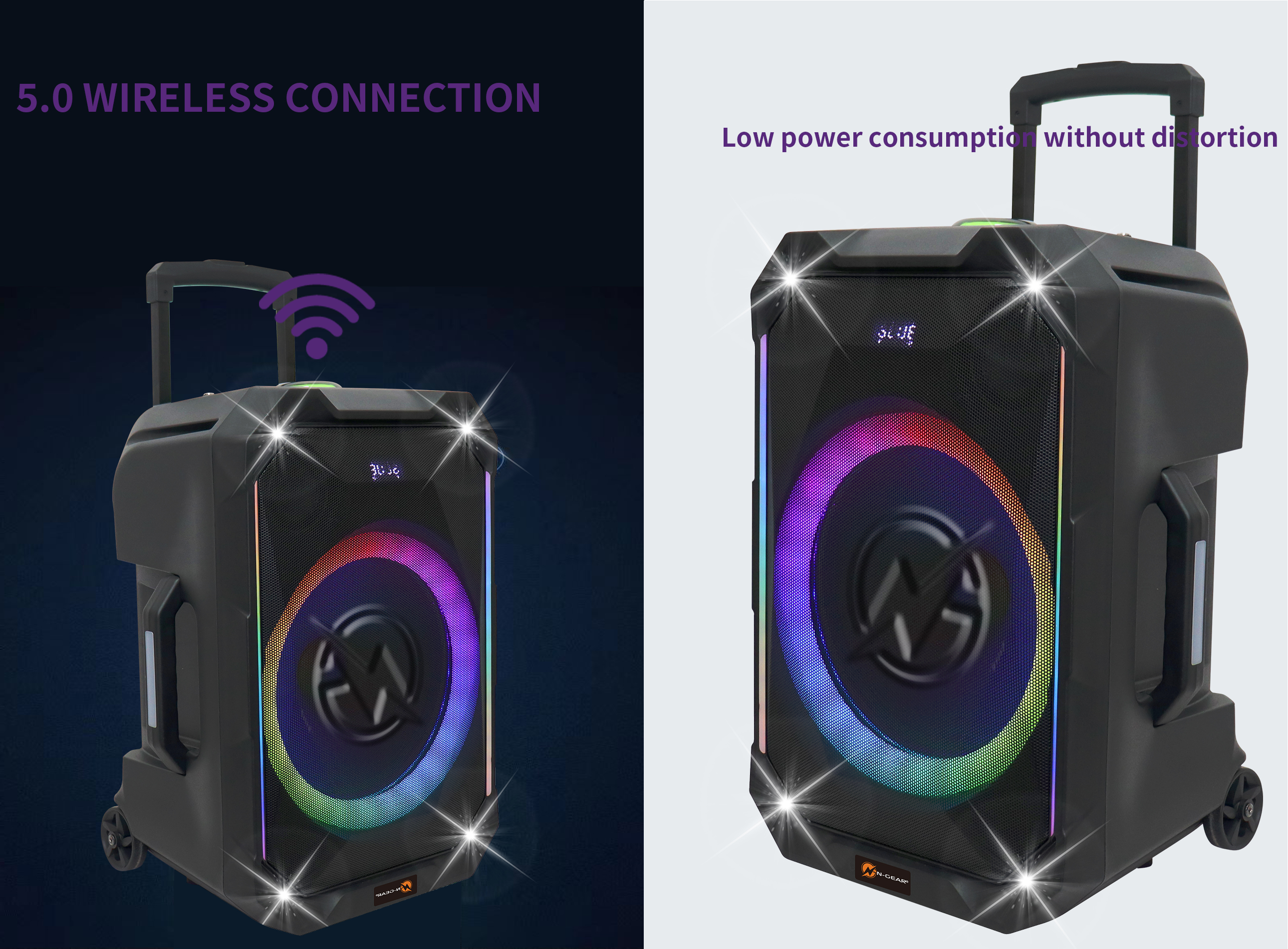 N-Gear FLASH1240 12'' Portable Karaoke Speaker with 1x Wireless Mic LED Lights USB & BT