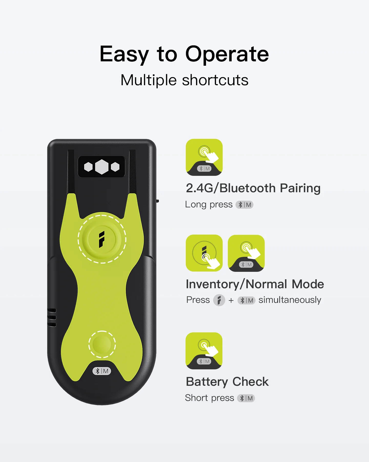 Inatech Barcode Scanner CMOS 1D/2D Wireless 2.4GHz/Bluetooth USB-A 1200mAh Portable BCST-42 Green
