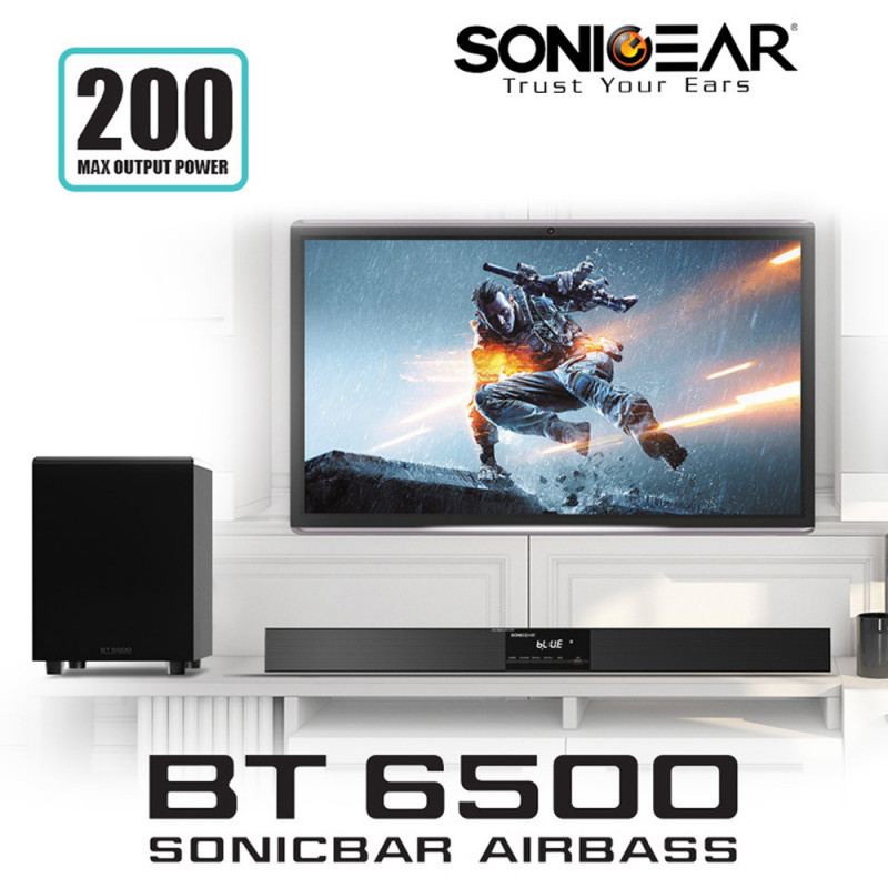 SonicGear BT-6500 SoundBar 200W & Wireless SubWoofer BT-USB-FM-HDMI
