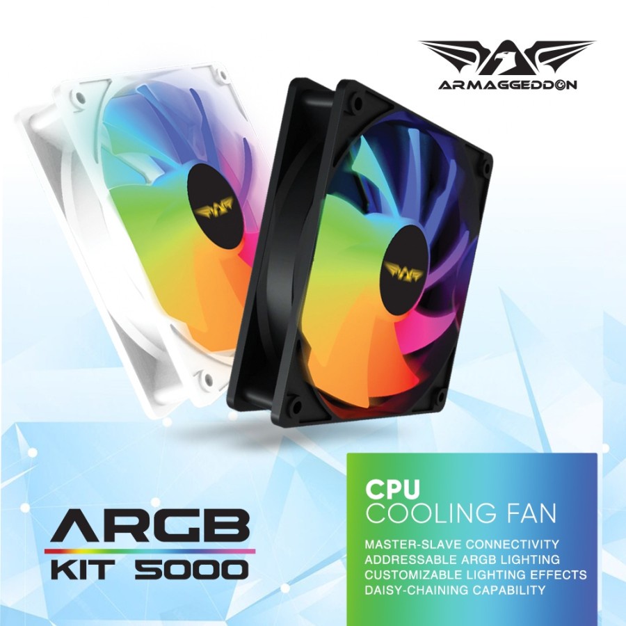 Armaggeddon Gaming Cooling Fan for ARGB KIT 5000 1pc Slave Fan Black