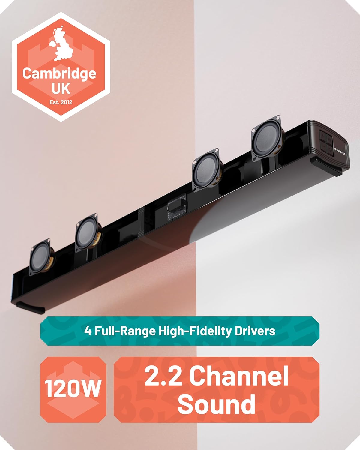 Majority Soundbar SB80 Split 2in1 Bar/Speakers 120W BT,HDMI,USB (Oakcastle)