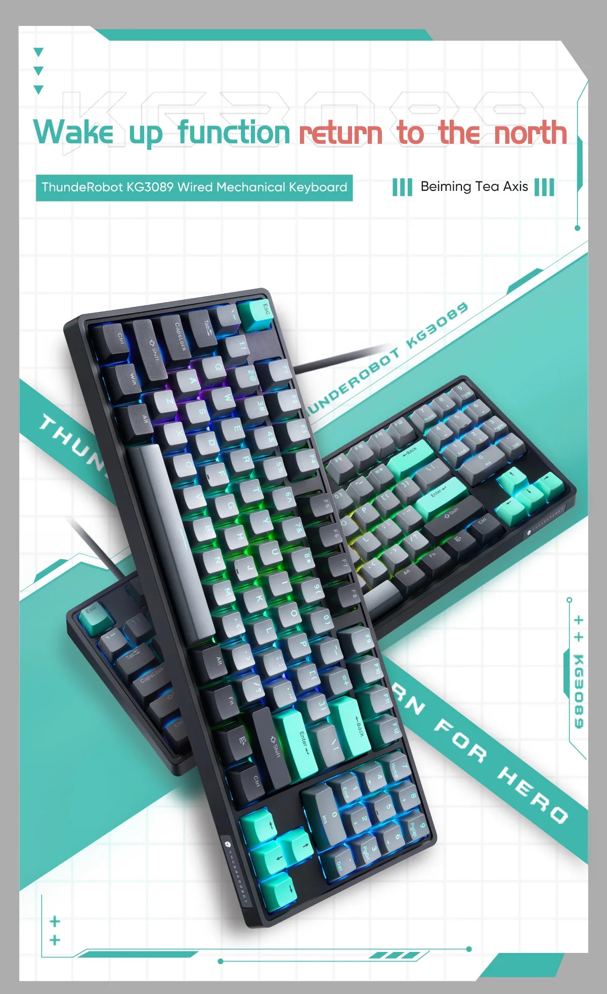 Thunderobot KG3089 Black Mechanical Gaming Keyboard 89 Red Switch Keys