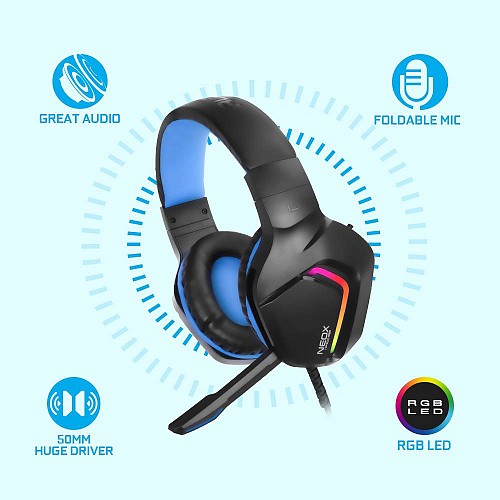Alcatroz NEOX HP500 2.1 RGB Gaming Headset Black Blue