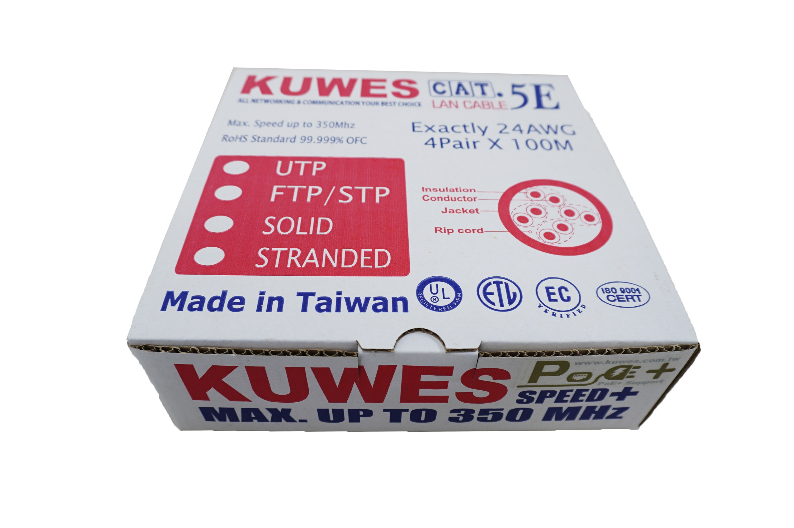 Kuwes CAT5E UTP Pure Copper Outdoor 100m Black