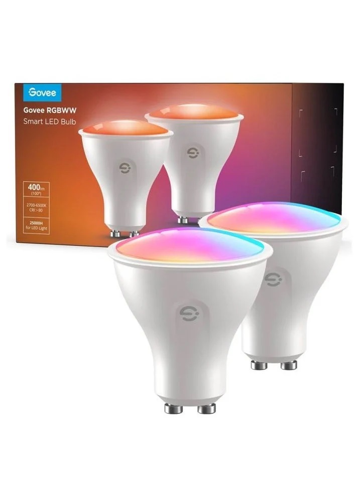 Govee Bulb Ceiling GU10 Smart LED 400 Lumens RGBWW (Pack of 2) B600D3C1