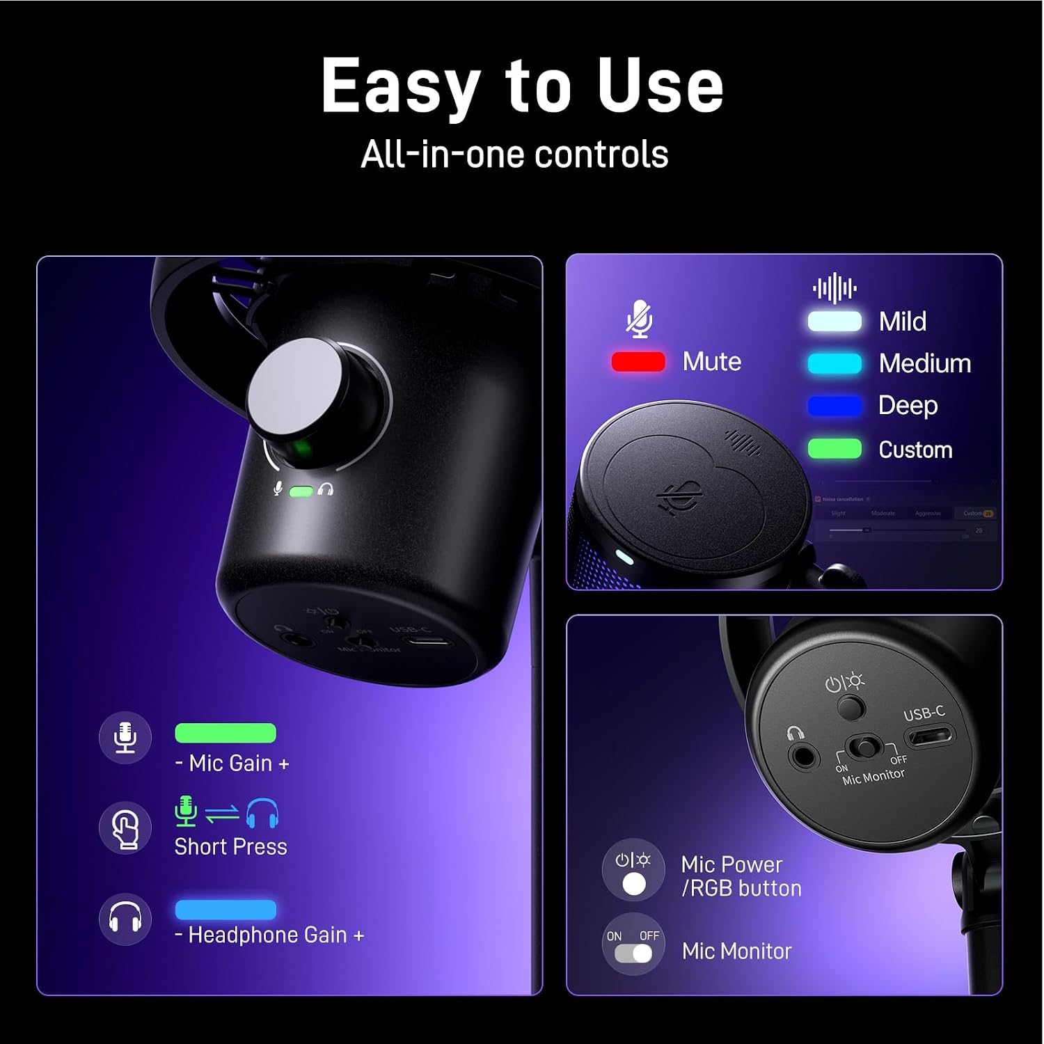 Maono Microphone Desktop Condenser Wireless & USB-C 40Hr DM40 Pro Black