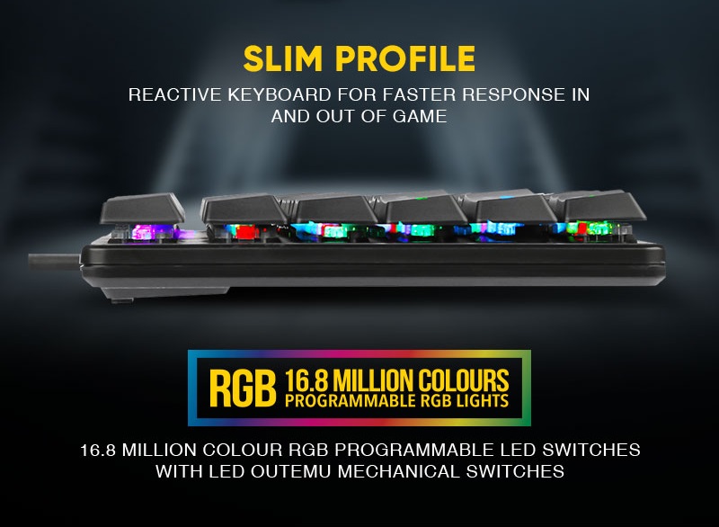 Armaggeddon SMK-9R Low Profile Mechanical Keyboard 87 Black Switch Keys