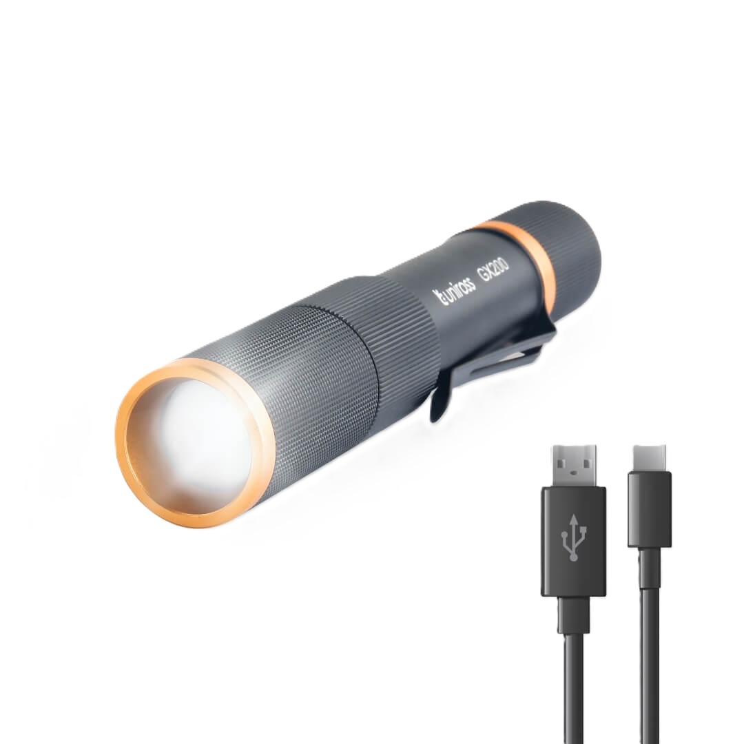 Uniross GX200 USB Rechargeable Torch IP44 Waterproof Aluminium 300 lumens 135m Beam