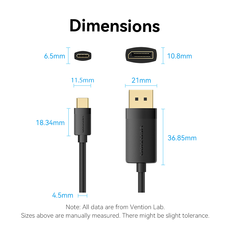 Vention Converter USB-C to DisplayPort Cable 4K60Hz 1.0m CRJBF
